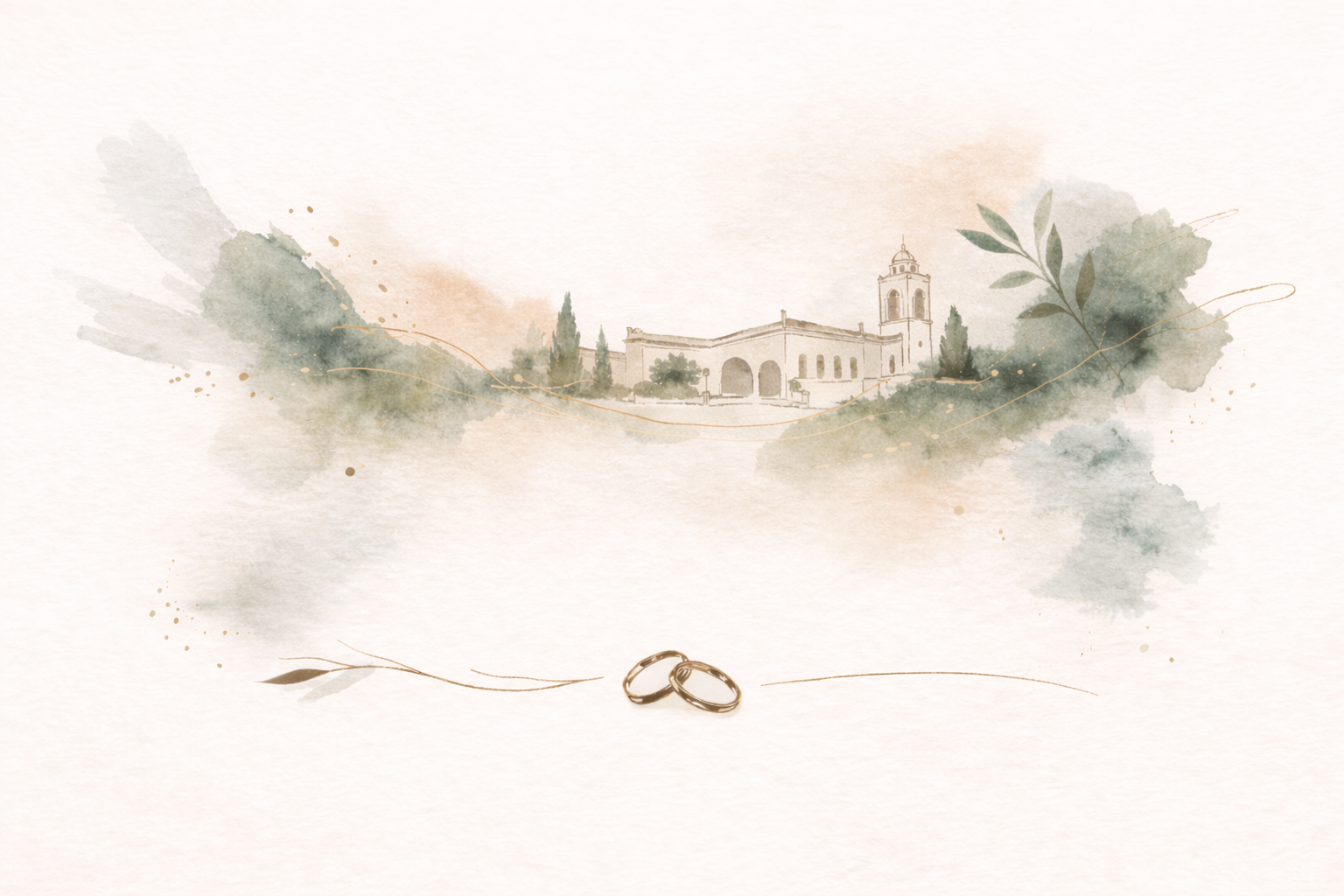 Wedding venue watercolor illustration